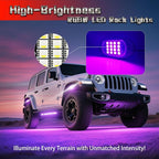 16 Pods RGBW LED Rock Lights for Trucks Offroad Pickup Trailer Sedan SUV Cars, Waterproof Multicolor Neon Underglow Kit with Bluetooth APP/RF Remote, Vehicle Accent Underbody Light Underneath 12V