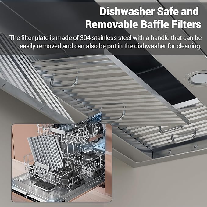 CHETTO C 42 inch Built-in/Insert Range Hood 1150 CFM Stainless Steel Kitchen Hood Vent with 4-Speeds 8" Top Vent for Home Restaurants apartments (42 inch, stainless steels)