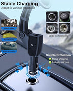 Magnetic Phone Holder for Car Cigarette Lighter [Dual USB Fast Charging] Cigarette Lighter Socket Phone Mount Charger with Adjustable Arm, for iPhone 16 15 14 MagSafe Car Mount