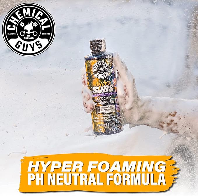 Chemical Guys CWS21216BM Big Mouth Soap & Foam Kit - HydroSuds Ceramic Si02 Shine High Foaming Car Wash Soap, 16 fl oz + Big Mouth Max Release Foam Cannon, Works With Pressure Washer, (2 Items)