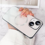 Guppy Compatible with iPhone 15 Case Magnetic, with Full Camera Lens Protector [Compatible with MagSafe] Scratch Resistant Gradient Glass Back Cover Phone Case-White
