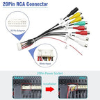 20Pin Android Car Stereo RCA Wiring Harness Adapter with 8 Female Radio RCA Connector Video CVBS AUX SUB MIC Plug Assembly