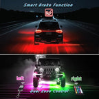 10Pods RGB LED Rock Lights Kit with APP/RF Remote Control, Car Underglow Lights with Dual Zone Brake Multicolor Neon Underbody Light Waterproof 12V for Trucks Pickup Jeep Golf Cart SXS ATV Golf Cart