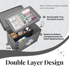 Flexzion Vintage First Aid Kit - 13" Gray Metal Box with Dividers, Removable Tray and White Cross Logo