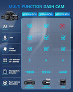 360° View 5 Channel Dash Cam Front and Rear with AI Driver Monitor System DMS, 4K Dash Camera for Cars, Built-in GPS WiFi Night Vision, Dashcam Free 128G Card, 24/7 Parking Monitor Mode, V8 Ultra-5CH