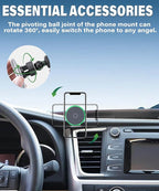 Car Phone Holder for Toyota Highlander 2014 2015 2016 2017 2018 2019 Accessories 15W Fast Wireless Charger Adjustable Air Vent Cell Phone Mount Hands-Free 360 Degree Rotation