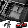 Center Console Organizer Tray Compatible with Tesla Cybertruck 2025 2026 2024,Armrest Storage Tray with USB Expansion Docks for Cybertruck Accessories