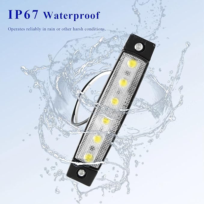 Sun Walker 8 PCS LED Rock Strip Lights, 3.77 Inch Waterproof 6 LED Car Side Marker Clearance Lamps, Wheel Fender Well Lighting Kits Exterior Underglows for Car Truck Trailer (White)