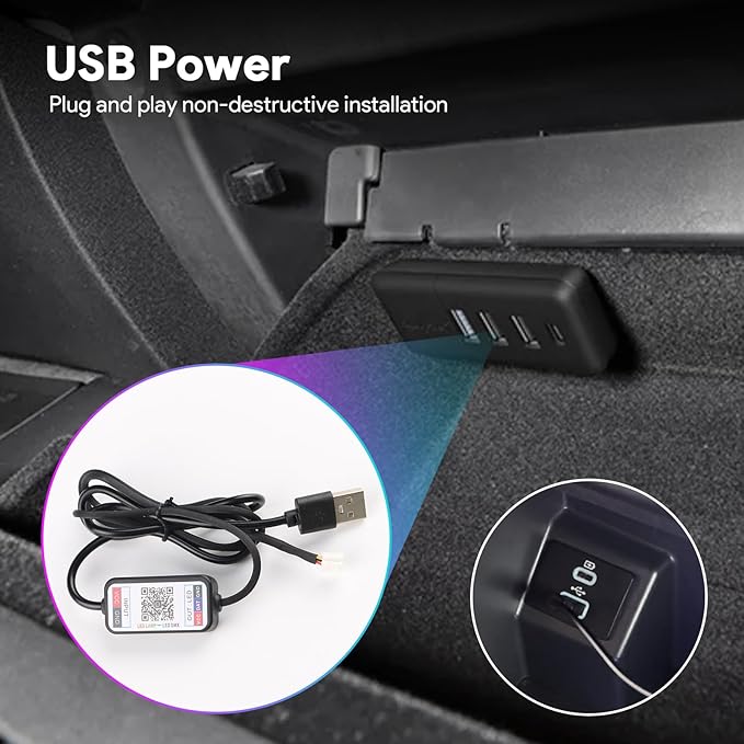 Ambient Lighting Wireless Charging Frame for 2025-2026 Tesla Model Y (Includes Juniper) 2024-2026 Tesla Model 3 PC Stylish Decorative Accessories (Little Starry Sky, Purple)