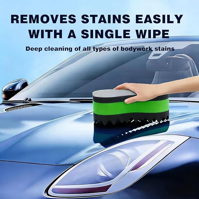 Car Wash Sponges, Soft Foam Sponges Extra Thick Large for Cleaning Non Scratch Sponges fit SUV RV Bike, Engineered for Rich Lather Ergonomic Grip Design Improve Cleaning Efficiency, Orange 3PCS
