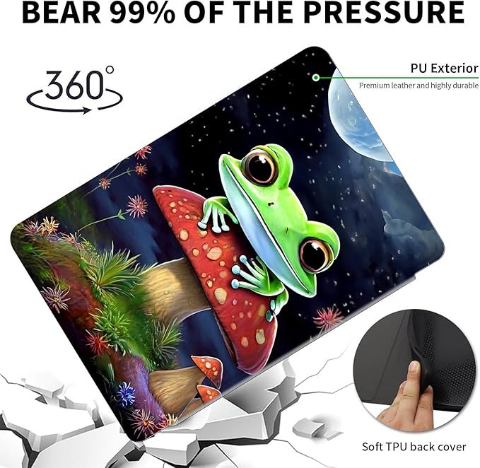 Case for Kindle Scribe,360 Degree Rotating Swivel PU Leather Stand Flip Folio Cover with Auto Wake/Sleep for Amazon Kindle Scribe Cover 10.2 Inch (2024/2022 Release),Cute Frog Mushroom