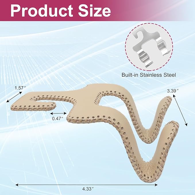 Upgraded Headrest Hooks for Purses and Bags, 2 in 1 Car Back Seat Head Rest Hanger Matching Cars Interior Genuine Leather Vehicle Storage Holder Hook, 2 Pack, Black