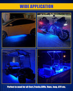DUOFU365 Blue Led Strip Light,IP68 Waterproof Car Exterior Light Strip,Golf cart led Lights Cuttable for Automotive Motorcycle Golf Cart Marine Boat Cargo Home Decoration Led Strip,12inch (Pack of 4)