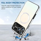 Guppy Compatible with iPhone 17 Pro Max Magnetic Case, with Full Camera Lens Protector [Compatible with MagSafe] Scratch Resistant Gradient Glass Back Cover Phone Case-White