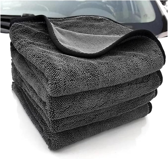 Microfiber Car Cleaning Towel - Super Absorbent Thick Drying Cloth for Detailing and Washing(Grey 40x40cm)