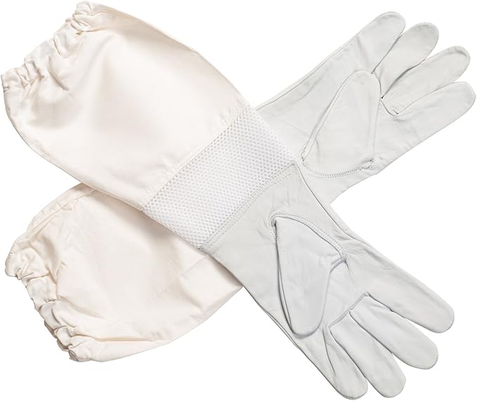 Beekeeping Gloves – Premium Goatskin Leather Bee Gloves with Breathable Vent and Long Canvas Sleeve, Protective Gear for Beekeepers (2XL)