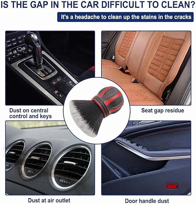 AUCELI Car Detailing Brush, Ultra Soft Auto Interior Dusting Brush with Storage Rack, Car XL Synthetic Brush Cleaning Tool, Universal Covers Large Area Inside or Outside Vehicles (Blue/Style B)
