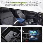 Sunsdrew Center Console Organizer Compatible with 2024-2025 Ford Ranger, Armrest Storage Box Insert with 2 Color Mats, Ford Ranger Accessories - ONLY FIT Electric Handbrake Version