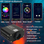 AZIMOM 16W Twinkle & Sound Activate 650pcs*0.03in*9.8ft Fiber Optic Starlight Headliner Kits for Car Home Star Ceiling Sky Decoration, APP& Remote Control Light Engine End Glow Fiber