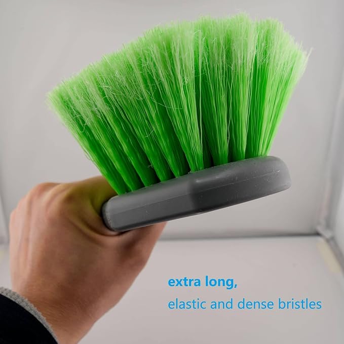 Wheel & Tire Brush Set for Car Rim Easy Dirt Removal Bristles with Comfortable Handle for Car Body Exterior Surface Carpet Truck SUV RV Motorcycle (Wheel Rim & Tire Brush Set)