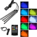 Wuyaoyao Car LED Interior Light, 48 LED Lights Multicolor Music Car Strip Light, Car Strip Light with Sound Active Function and Remote Control, Under Dash Lighting Kit (Cigarette Lighter+Remote)