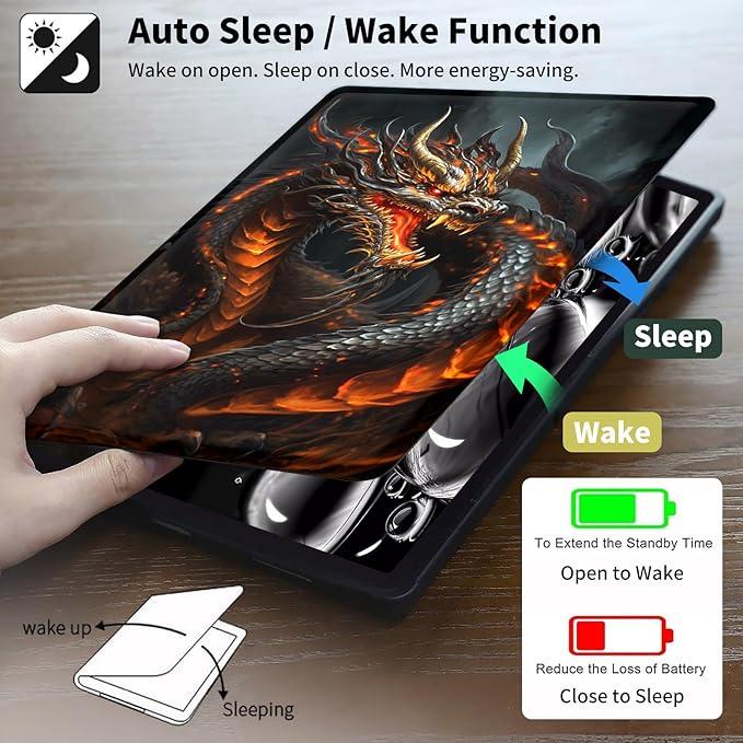 Case for 6" Kindle Paperwhite (10th Generation,2018 Release),360 Degree Rotating Swivel Leather Stand Folio Cover Auto Wake/Sleep for Amazon Kindle Paperwhite E-Reader,Red Fire Dragon