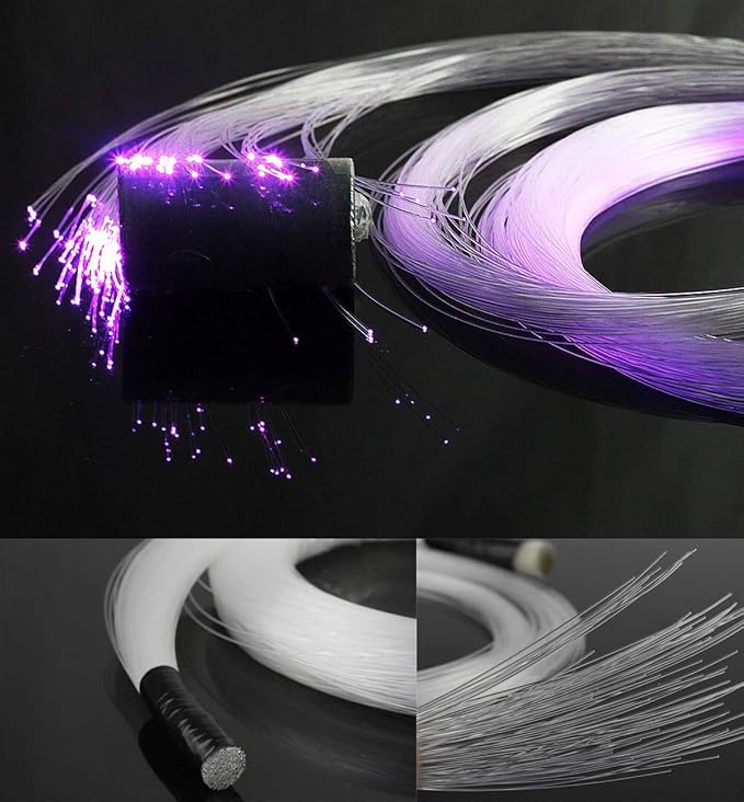 AZIMOM PMMA Plastic 100pcs 0.03in9.8ft End Glow Fiber Optic Cable Strands Roll for Star Sky Ceiling All Kind LED Light Engine Driver