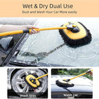 Car Wash Brush with Long Handle, 15°Curved Car Cleaning Brush with Extension Pole Scratch Free, Microfiber Exterior Cleaning Mop Mitt for Washing Roof Truck Camper SUV (3)