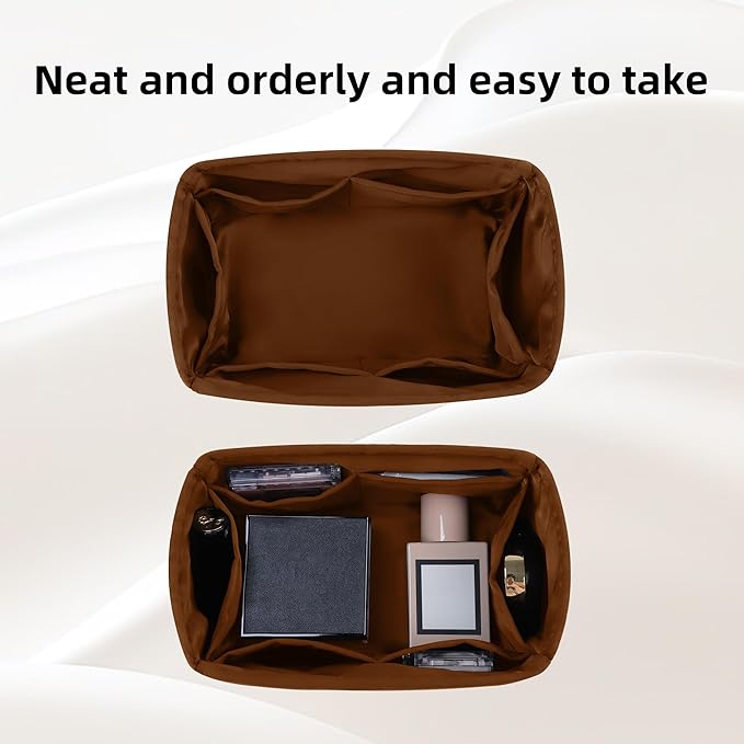 DGAZ Silk Purse Organizer Insert Fits LV Speedy 16/20/25/30/35/40/45 bags，Silky Smooth Bag Organizer，Luxury Handbag & Tote Shaper(Gold,SP40)