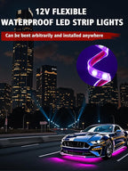 YM E-Bright 4Pcs Led Strip Lights for Car, 12inch Waterproof IP68 Car Underglow Strip Lights Decoration 18SMD 12V Led Interior Exterior Lights Strip for Cars Motorcycles Truck Golf Cart Boat - Pink