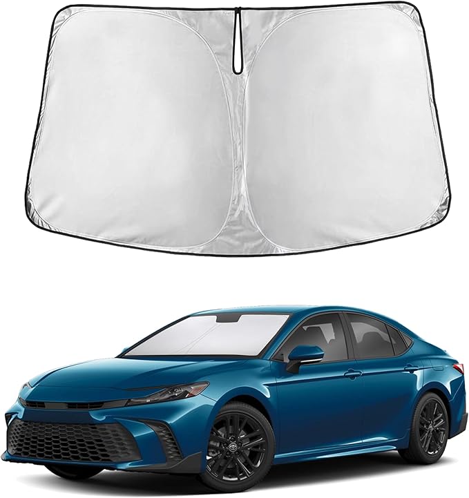 EcoNour Windshield Sunshade Compatible for Toyota Camry 2025 2026, Hybrid, LE, SE, SE Nightshade, XLE, XSE, TRD, Sun Visor for Front Windshield Sun Shade Cover, UV Heat Protector, Car Accessories