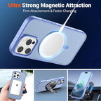 SUPFINE Magnetic for iPhone 16 Pro Max Case (Compatible with MagSafe) (Military Grade Drop Protection) Slim Translucent Matte Shockproof Phone Cover,Blue Purple
