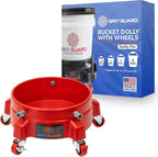 Grit Guard Bucket Dolly with Wheels - Rolling Detailing Wash Bucket with 5 Wheels and 2 Locking Casters Compatible with 2.5, 4, 5 and 6 Gallon Buckets (Red, 2" Red Casters)