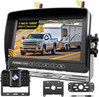Wireless Backup Camera with 7" 1080p Monitor, RV Backup Camera for Furrion Pre-Wired, Recording 4-Channel Split Screen, IR Night Vision, IP69 Wide Angle, Back up Camera Systems for Truck Trailer