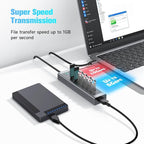 RSHTECH 7-Port USB C Hub Splitter 10Gbps with 3 USB-3.2 (2C + 1A), 4 USB-3.0 Ports and 2ft Long Cable, Aluminum USB-C Hub Multiport Adapters for Laptop and More, RSH-T17C