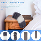 UIMO Microfiber Feather Duster Kit with Extension Pole (30–100") – Bendable Washable Heads, Extendable Dusters for Cleaning Ceiling Fan, High Ceiling, Blinds, Furniture & Cars (5 Pcs)