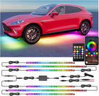 Yielinth Underglow Led Lights for Cars, 6 pcs RGB-IC Smart LED Lights with Dream Color Chasing and 16 Million Colors with App and Remote Control, Waterproof Underglow Kit for Cars, SUVs, Trucks