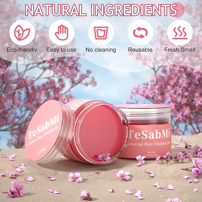 TeSabMi Car Cleaning Gel Car Cleaning Putty Car Putty Car Interior Cleaner Car Slime Car Detailing Kit Car Accessories Gifts for Mother's Day Mom Men Women Stocking Stuffers Pink