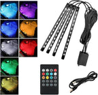 povtii Car Led Interior Lights, RBG 48 LED Multicolor Music Auto Interior Strip Light with Remote Control, Waterproof Lighting Lamp Kit Under Dash with Charger, Car Accessories (USB)