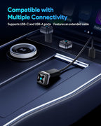 Ultra Mini Android Auto & Carplay Wireless Adapter UK, Latest A9 Chip 5.8GHZ WiFi, 5.4 Bluetooth, 3-5s Auto Connect, USB-C/USB-A/Extension Cable, Compatible with iOS10+, Android 10+, CE/ROHS/FCC