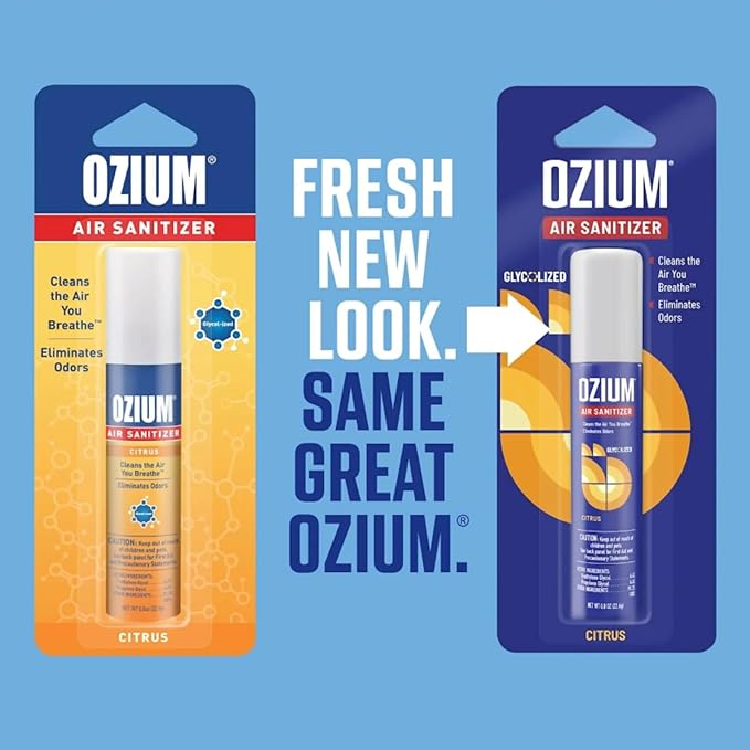 Ozium 0.8 oz. Air Sanitizer & Odor Eliminator for Homes, Cars, Offices and More, Citrus Scent, Pack of 6