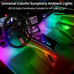 HMYC Acrylic Interior Car LED Strip Light with APP, 18-in-1 128 Colorful 6 Pieces Fiber Optic Car Decoration Atmosphere Light Kits, Dual Zone Music Sync Rhythm RGB Neon Lighting for All Cars