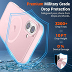 SUPFINE Magnetic for iPhone 16 Case with Screen Protector (Compatible with MagSafe) (Military Grade Drop Protection) Translucent Matte Shockproof Phone Cover,Light Pink