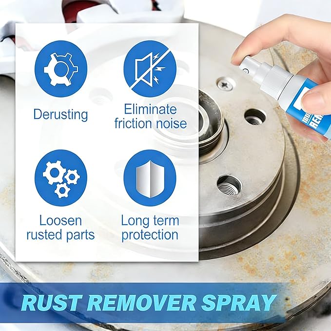 Iron Power Remover, Multi-Functional Quick-Acting Rust Removal Spray, Portable & Effective Car Rust Remover, for Vehicles, Tools, Metal, Chains (200ML)
