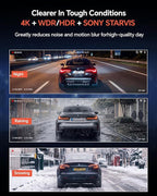 Coolcrazy 4K Dash Cam Front and Rear, STARVIS Sensor, Free 128GB Card Included, 5GHz WiFi-up to 20MB/s, Dual Dash Camera for Cars, Built-in GPS, G-Sensor, WDR/HDR Super Night Vision, 24H Parking Mode