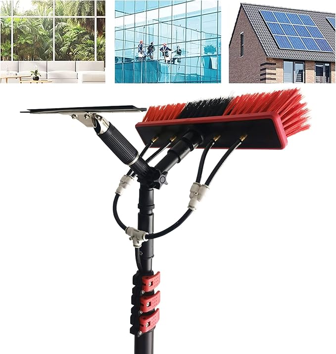 Telescopic Extension Cleaning, Pole Water Fed Telescopic Brush Window Clean Water Brush Window Cleaner Kit-36FT (18FT)