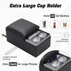 Upgraded Bench Seat Center Console with Extra Large Cup Holder & Phone Holder, Universal Car Armrest Storage Box Organizer for Truck & SUV & Van Automotive Central Console for Back Bench Seat