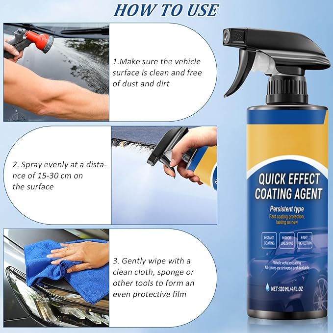 2PCS Car Coating Spray,Quick Effect Coating Agent for Car Coating Spray,Quick Effect Coatings Agent,Waterless Wash Polish,Paint Protection Glass Cleaner