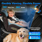Cabin Care Baby Car Camera with Wireless CarPlay Adapter for iPhone Only, 1080P HD, IR Night Vision, 150° Wide-Angle, Real-Time Rear Seat Monitor, Works with Factory Wired CarPlay (Dog)