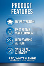 RV Wash and Wax Soap - High Foam Soap Cleaner - Use with Bucket and Water or Foam Cannon. Ultimate RV Detailing Car Wash - UV Protection & Wax - Streak Free - Spot Free - RV and Camper - 1 Gallon